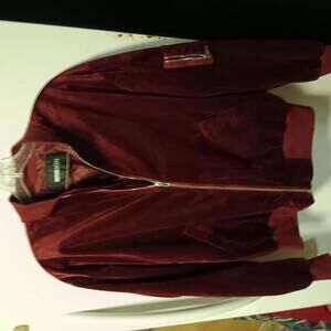 NOVA MEN Burgundy Velvet Varsity Jacket